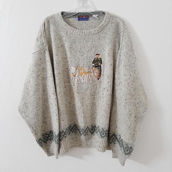 Vintage Other - Vintage Buckingham Wool Sweater Inuit Husky Sled Dogs Fair Isle Extra Large XL
